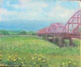 千曲川に架かる赤い橋